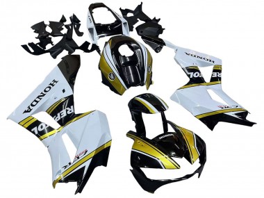 Lojas Carenagens Moto Honda CBR600RR 2013-2023 - Branco Ouro Preto Brilhante Repsol