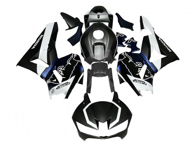 Lojas Carenagens Moto Honda CBR600RR 2013-2023 - Preto Fibra de Carbono Branco Azul Red Bull