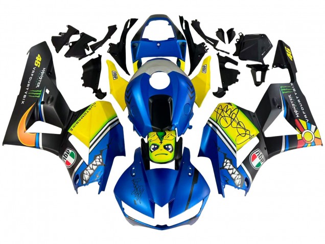 Lojas Carenagens Moto Honda CBR600RR 2013-2023 - Azul Amarelo Preto Fosco Verde Monstro Tubarão