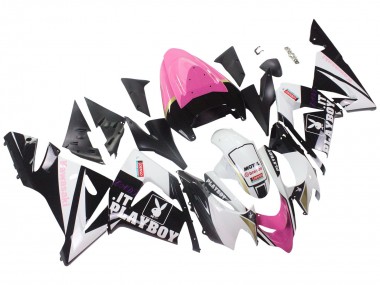Lojas Carenagens Moto Kawasaki ZX10R 2004-2005 - Preto Rosa Branco Playboy Motul