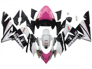 Lojas Carenagens Moto Kawasaki ZX10R 2004-2005 - Preto Rosa Branco Playboy Motul