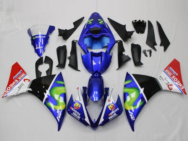 Lojas Carenagens Moto Yamaha YZF R1 2012-2014 - Azul Branco Vermelho Preto Brilhante Verde ENEOS Yamalube