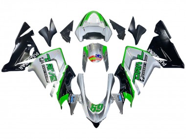 Lojas Carenagens Moto Kawasaki ZX10R 2004-2005 - Verde Prata Preto 69