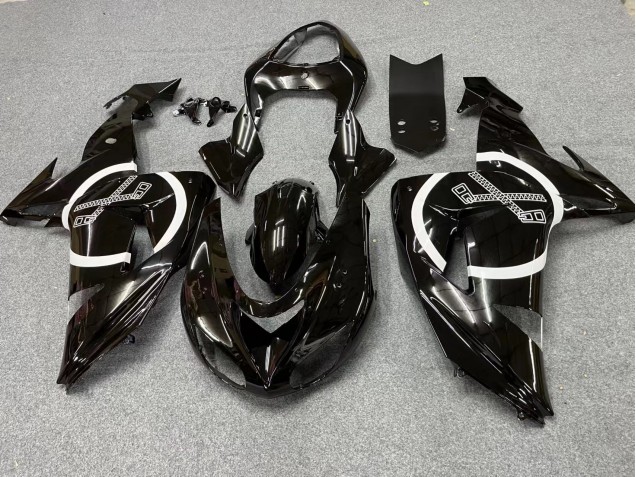 Lojas Carenagens Moto Kawasaki ZX10R 2006-2007 - Preto Brilhante Branco Circle