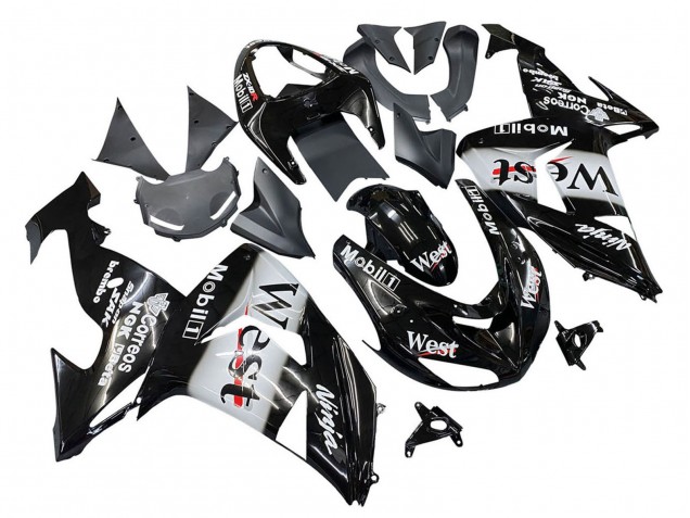 Lojas Carenagens Moto Kawasaki ZX10R 2006-2007 - Preto Brilhante Branco West