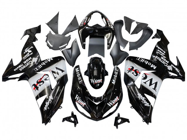 Lojas Carenagens Moto Kawasaki ZX10R 2006-2007 - Preto Brilhante Branco West