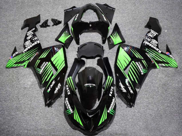 Lojas Carenagens Moto Kawasaki ZX10R 2006-2007 - Preto Brilhante Verde