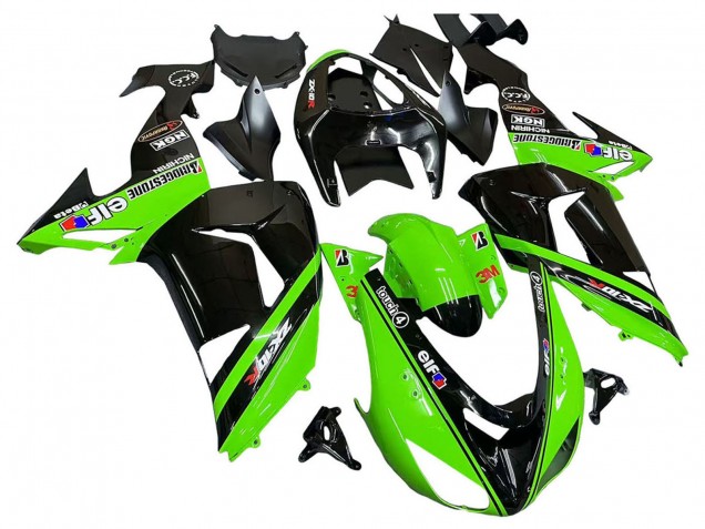 Lojas Carenagens Moto Kawasaki ZX10R 2006-2007 - Verde Preto Elf Touch4 3M
