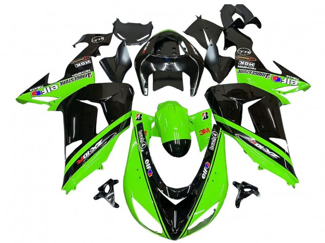 Lojas Carenagens Moto Kawasaki ZX10R 2006-2007 - Verde Preto Elf Touch4 3M