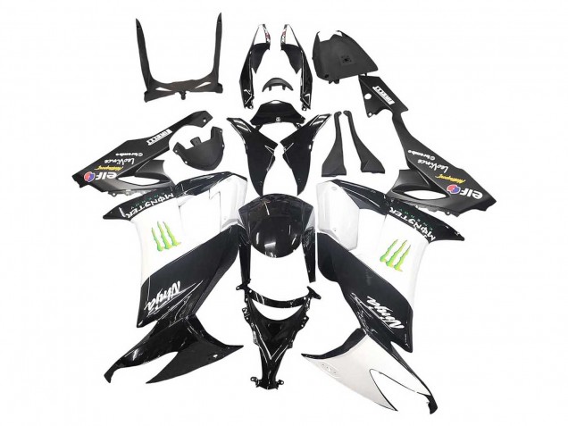 Lojas Carenagens Moto Kawasaki ZX10R 2008-2010 - Preto Brilhante Branco Verde Monstro Elf