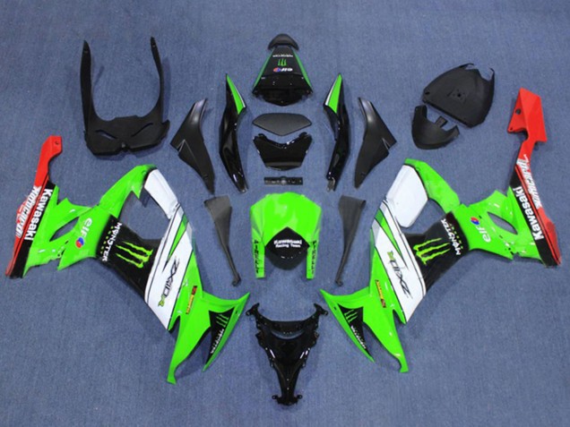 Lojas Carenagens Moto Kawasaki ZX10R 2008-2010 - Verde Branco Vermelho Preto Monstro