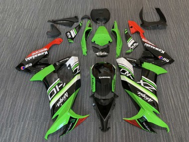 Lojas Carenagens Moto Kawasaki ZX10R 2008-2010 - Verde Branco Vermelho Preto Elf Monstro Energy