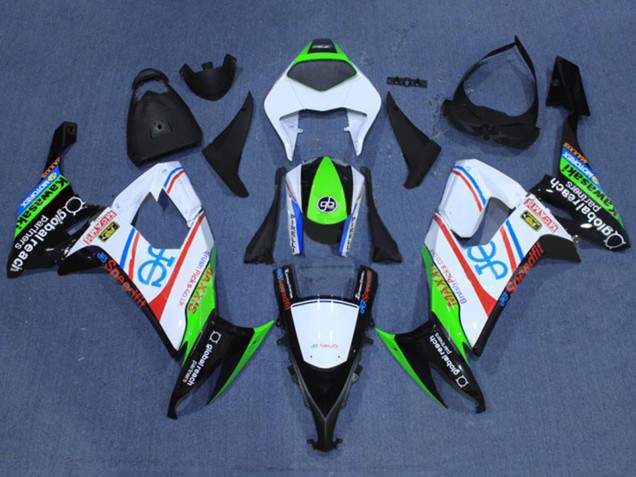 Lojas Carenagens Moto Kawasaki ZX10R 2008-2010 - Branco Verde Fluorescente Vermelho Preto