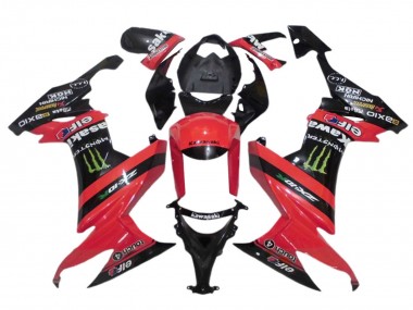 Lojas Carenagens Moto Kawasaki ZX10R 2008-2010 - Vermelho Preto Verde Monstro Elf 27