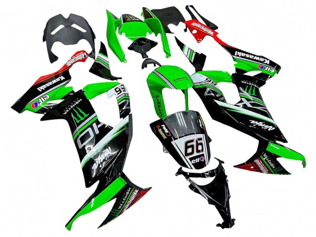 Lojas Carenagens Moto Kawasaki ZX10R 2008-2010 - Verde Branco Vermelho Preto Monstro Elf 66