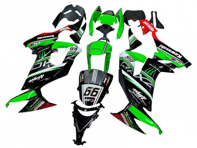 Lojas Carenagens Moto Kawasaki ZX10R 2008-2010 - Verde Branco Vermelho Preto Monstro Elf 66