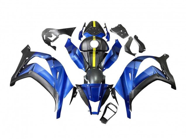 Lojas Carenagens Moto Kawasaki ZX10R 2008-2010 - Azul Amarelo Preto Fosco