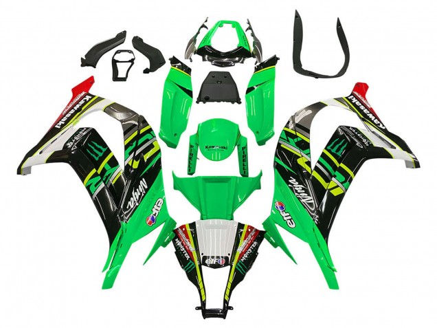 Lojas Carenagens Moto Kawasaki ZX10R 2011-2015 - Verde Amarelo Preto Branco Elf Monstro