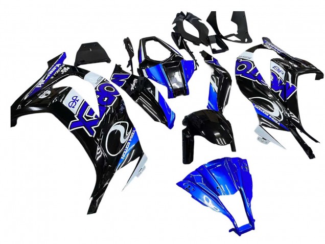 Lojas Carenagens Moto Kawasaki ZX10R 2011-2015 - Azul Branco Preto Brilhante