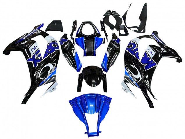 Lojas Carenagens Moto Kawasaki ZX10R 2011-2015 - Azul Branco Preto Brilhante