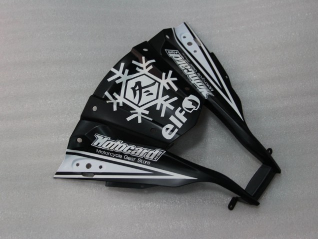 Lojas Carenagens Moto Kawasaki ZX10R 2011-2015 - Preto Brilhante Branco Elf Neve Decal