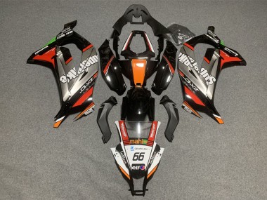 Lojas Carenagens Moto Kawasaki ZX10R 2011-2015 - Branco Laranja Preto Mahi Elf 66 Superbike