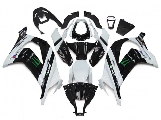 Lojas Carenagens Moto Kawasaki ZX10R 2011-2015 - Branco Preto Brilhante Verde Monstro