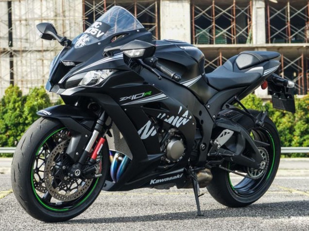 Lojas Carenagens Moto Kawasaki ZX10R 2011-2015 - Preto Fosco Branco Verde Neve Decal