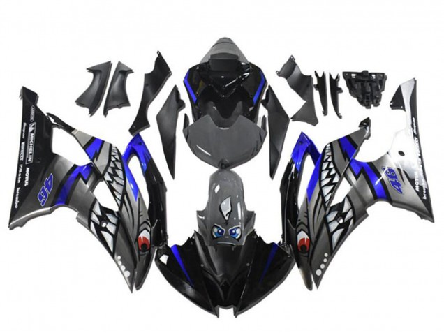 Lojas Carenagens Moto Yamaha YZF R6 2008-2016 - Azul Prata Cinzento Tubarão