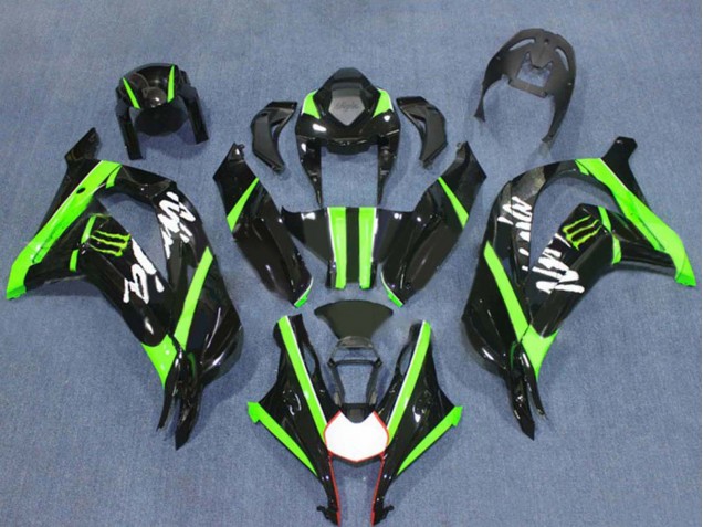 Lojas Carenagens Moto Kawasaki ZX10R 2016-2020 - Preto Brilhante Verde Monstro