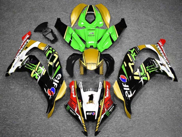 Lojas Carenagens Moto Kawasaki ZX10R 2016-2020 - Verde Ouro Branco Vermelho Preto Elf Monstro