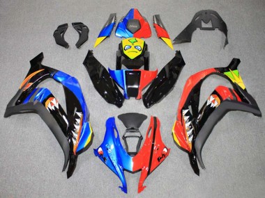 Lojas Carenagens Moto Kawasaki ZX10R 2016-2020 - Azul Vermelho Amarelo Preto Tubarão