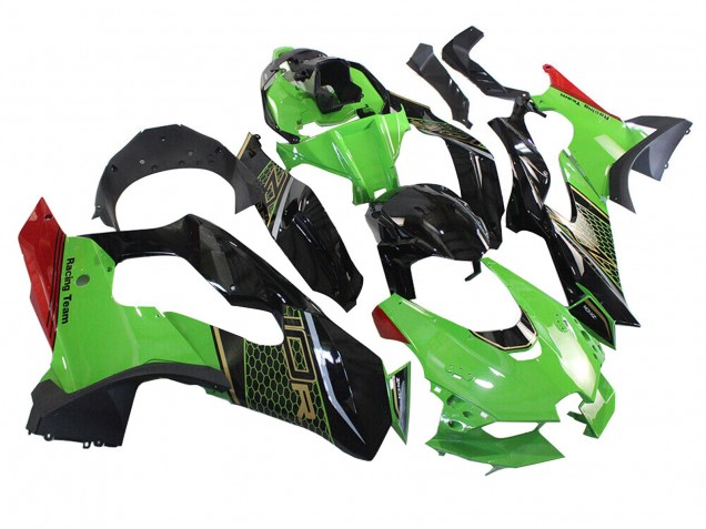 Lojas Carenagem Moto Kawasaki ZX10R 2021-2025 - Verde Preto Vermelho Honeycomb