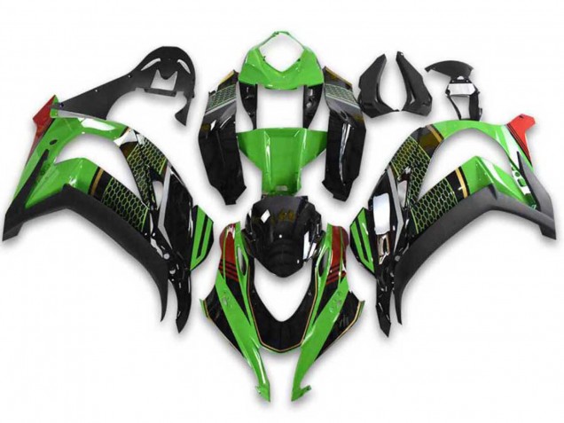 Lojas Carenagens Moto Kawasaki ZX10R 2021-2025 - Verde Preto Vermelho Honeycomb