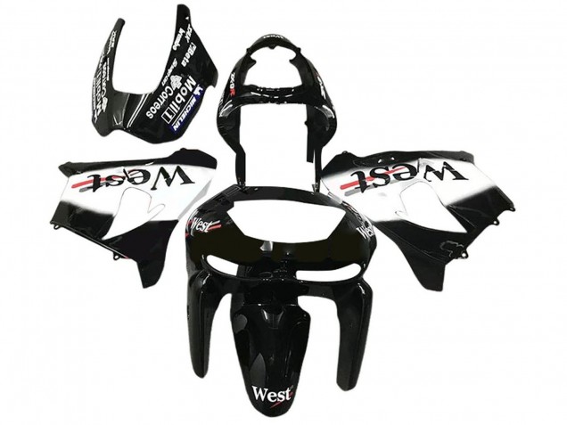 Lojas Carenagens Moto Kawasaki ZX6R 1998-1999 - Preto Brilhante Branco West