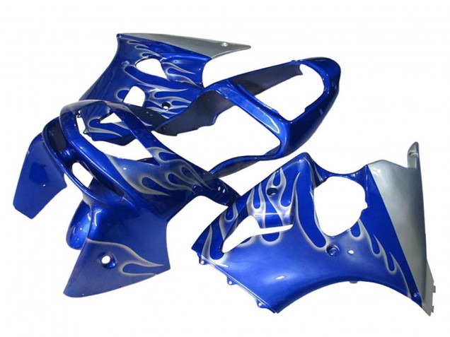 Lojas Carenagens Moto Kawasaki ZX6R 1998-1999 - Azul Prata Chama