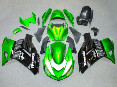 Lojas Carenagens Moto Kawasaki ZX14R ZZR1400 2006-2011 - Verde Branco Preto Brilhante