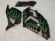 Lojas Carenagem Moto Kawasaki ZX14R ZZR1400 2006-2011 - Preto Brilhante Verde Chama