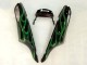 Lojas Carenagem Moto Kawasaki ZX14R ZZR1400 2006-2011 - Preto Brilhante Verde Chama