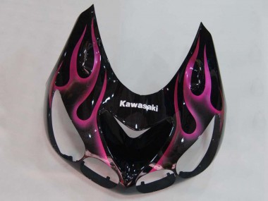 Lojas Carenagens Moto Kawasaki ZX14R ZZR1400 2006-2011 - Preto Brilhante Vermelho Rosa Chama
