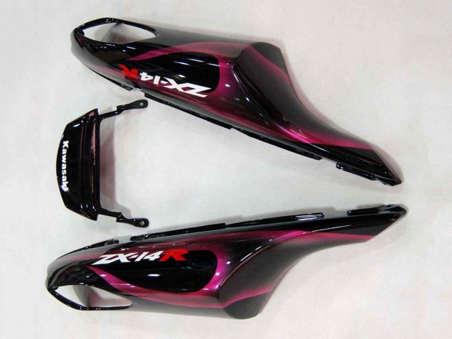 Lojas Carenagens Moto Kawasaki ZX14R ZZR1400 2006-2011 - Preto Brilhante Vermelho Rosa Chama