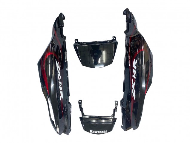 Lojas Kits Carenagem Moto Kawasaki ZX14R ZZR1400 2006-2011 - Preto Brilhante Vermelho Chama