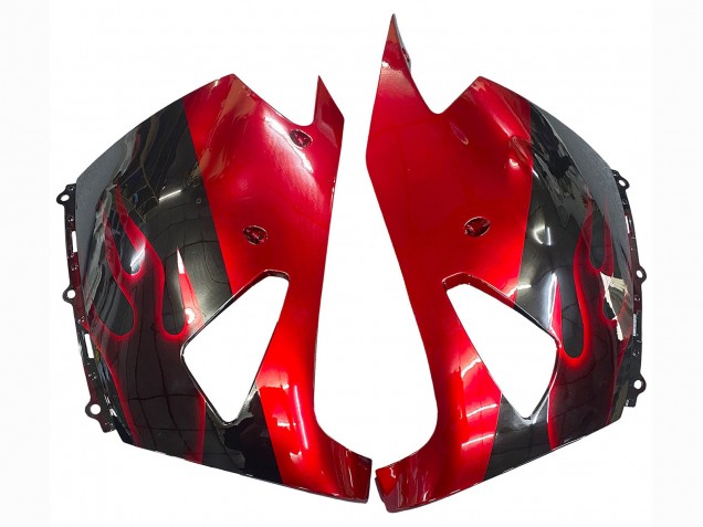 Lojas Kits Carenagem Moto Kawasaki ZX14R ZZR1400 2006-2011 - Preto Brilhante Vermelho Chama