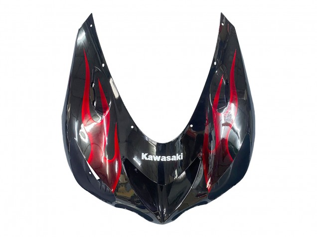 Lojas Kits Carenagem Moto Kawasaki ZX14R ZZR1400 2006-2011 - Preto Brilhante Vermelho Chama
