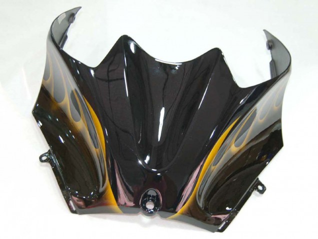 Lojas Carenagens Moto Kawasaki ZX14R ZZR1400 2006-2011 - Preto Brilhante Ouro Chama