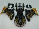 Lojas Carenagens Moto Kawasaki ZX14R ZZR1400 2006-2011 - Preto Brilhante Ouro Chama