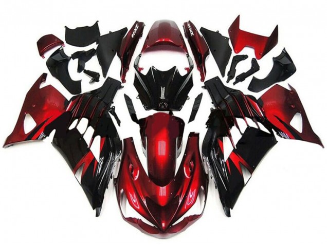 Lojas Carenagens Moto Kawasaki ZX14R ZZR1400 2012-2024 - Vermelho Preto Brilhante
