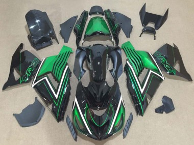 Lojas Kits Carenagem Moto Kawasaki ZX14R ZZR1400 2006-2011 - Verde Preto Brilhante