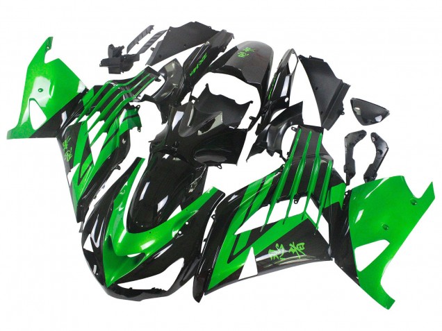 Lojas Kits Carenagem Moto Kawasaki ZX14R ZZR1400 2012-2024 - Verde Preto Brilhante