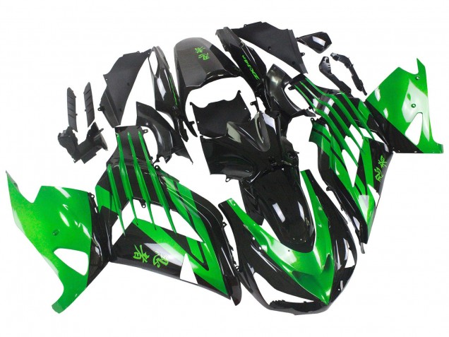 Lojas Kits Carenagem Moto Kawasaki ZX14R ZZR1400 2012-2024 - Verde Preto Brilhante